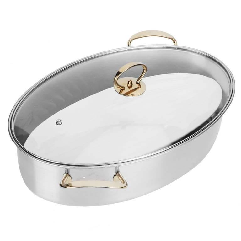 Large Capacity 304 Stainless Steel Oval Fish Steaming Pot Set Home Cooking  Pot with Plate