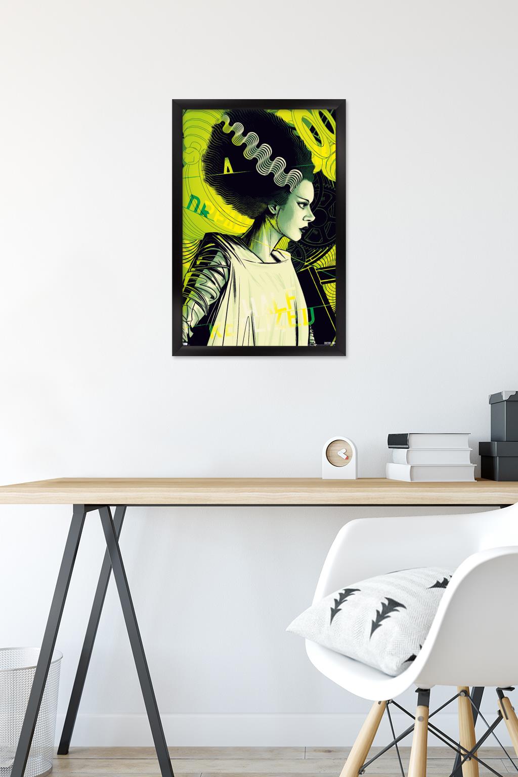 The Bride of Frankenstein - Mad Dream by Cesar Moreno Wall Poster, 14.725" x 22.375" Framed