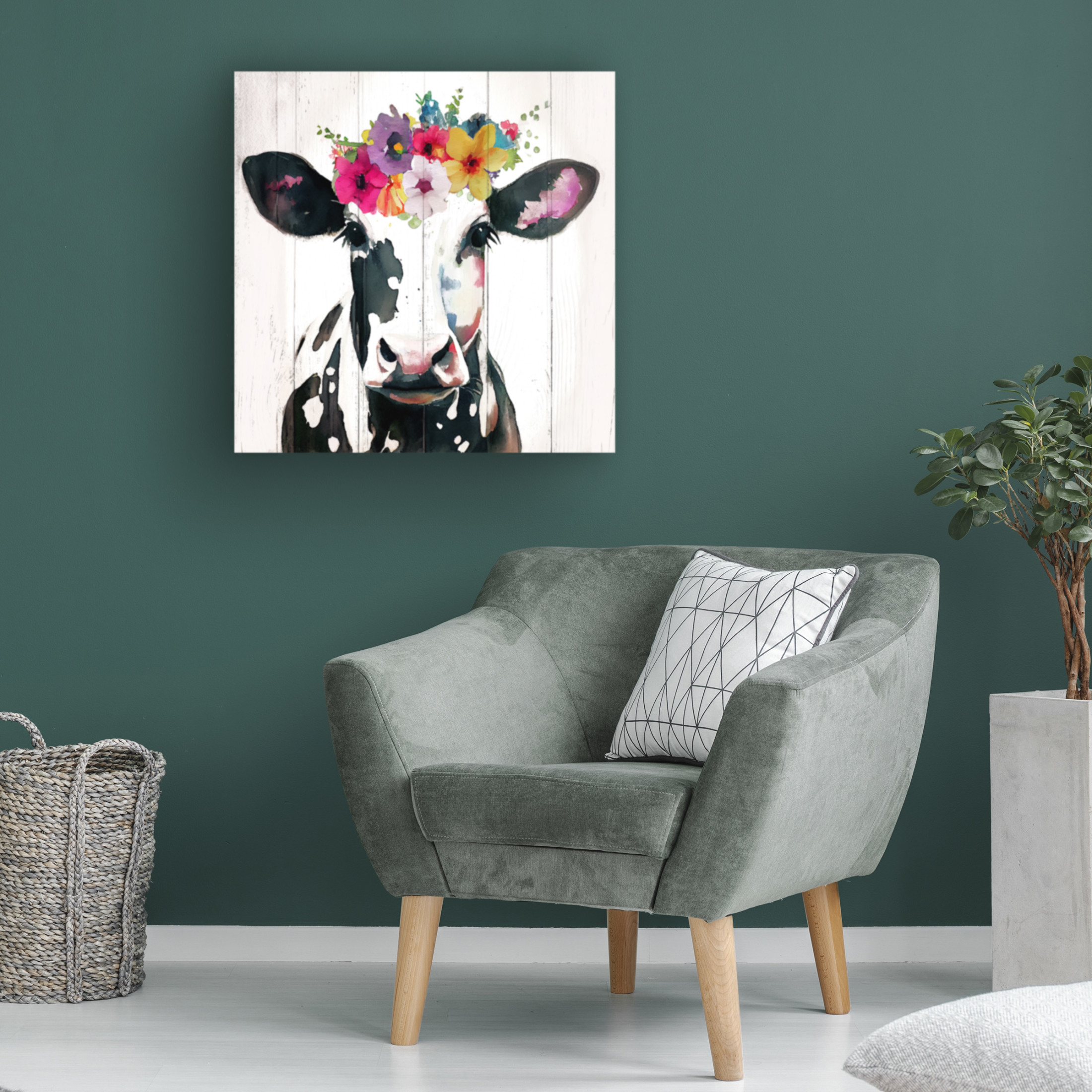 Canvas Wall Art - Sasha 'Holsteina II' Wall Art for Living Room, Bedroom, or Office Décor by Trademark Fine Art - 14 x 14 Inches