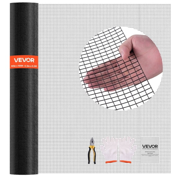 VEVOR Hardware Cloth 60 in x 100 ft, 1/2 in 19 Gauge Galvanized Wire Mesh Roll, Weather-Resistant Vinyl Coated Chicken Wire Fencing, Heavy Duty Welded Garden Plant Fencing for Rabbit Cage Snake Fence