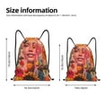 thumbnail image 2 of Disketp Vibrant Floral Collage Portrait Drawstring Backpack Drawstring Gym Bags Draw String Bags for Sports, Gym, Travel, Swimming, Beach-Small, 2 of 6