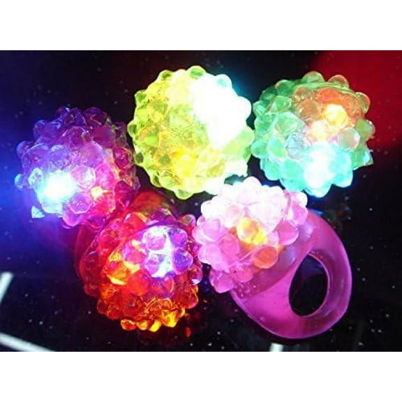 C&H Solutions Novelty 48 Ct Flashing Led Bumpy Rings Blinking Soft Jelly Glow By C&H