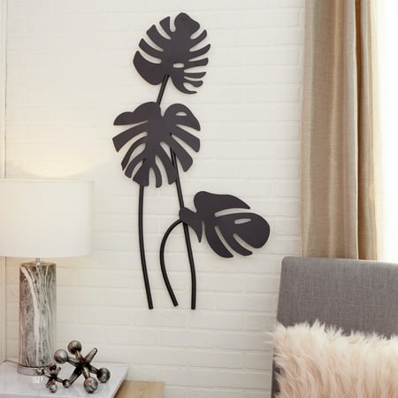 Palm Metal Wall - CosmoLiving Large Black Palm Leaf Sculptures Metal Wall Decor | 21” x 42”
