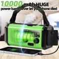 thumbnail image 3 of Hand Crank Emergency Radio 37000mwhsolar Portable Noaa Am Fm Weather With 3mode Flashlight And Reading Light Cell Phone Home Distress Signal (green), 3 of 7