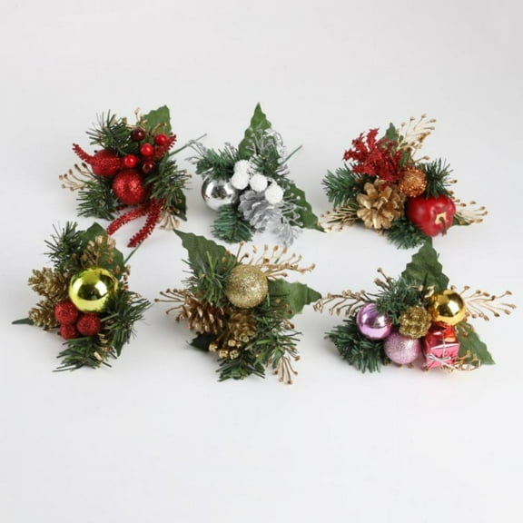 Novobey Artificial Christmas Picks Assorted Red Berry Picks Stems Faux Pine Picks Spray with Pinecones Apples Holly Leaves for Christmas Floral Arrangement Wreath Winter Holiday Season Déco