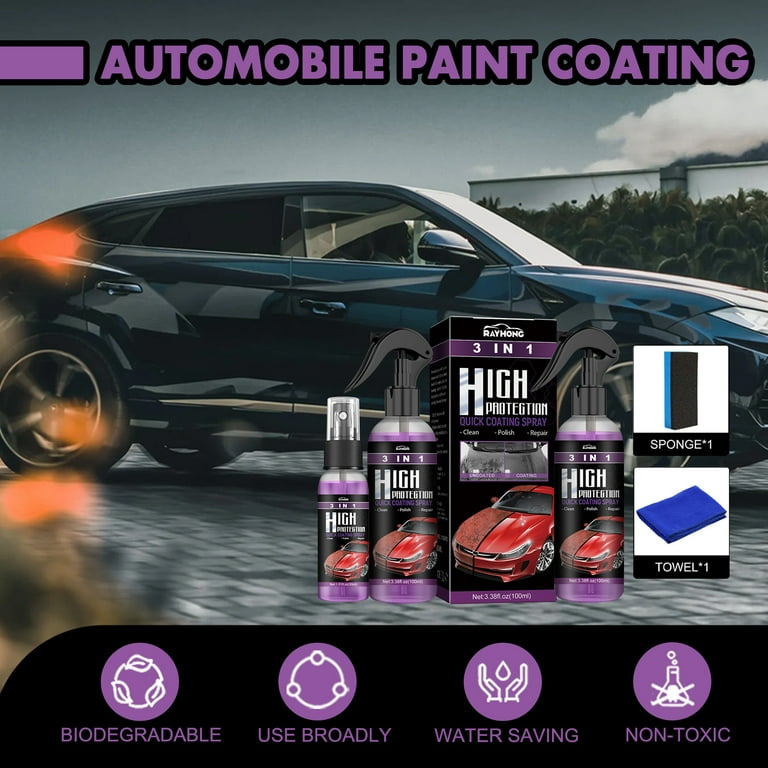 3 In 1 High Protection Quick Car Ceramic Coating Spray, Plastic Parts  Refurbisher, Fast Fine Scratch Repair, Fast Car Coating, Car Scratch Nano  Repair