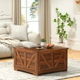 thumbnail image 3 of 31.5" Lift Top Coffee Table with Built-in Outlet & Storage, Square Farmhouse Brown Center Table for Living Room & Small Spaces, 3 of 7