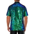 thumbnail image 3 of INSPIRE CHIC Men's Short Sleeve Button Down 70s Disco Costume Party Shirts 2XL Green Black, 3 of 4