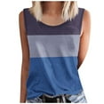 thumbnail image 2 of JTZGDY Cami Shirts for Women Loose Fit Casual Summer Sleeveless Round Neck Striped Color Block Print Tank Tops Trendy Cozy Beach Vacation Tees Blouse A01-Blue XL, 2 of 5