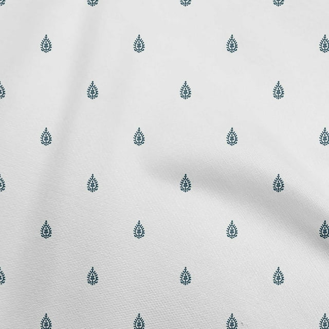 oneOone Georgette Viscose White Fabric Block Fabric For Sewing Printed Craft Fabric By The Yard 42 Inch Wide