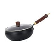 thumbnail image 5 of WeiLaiKeQi Wok Pan Iron Wok 11inch Cooking Pot Multipurpose with Wood Handle for Gas Flat Bottom Stir Fry Pan for Hotel Camping Kitchen, 5 of 9