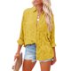 thumbnail image 1 of Blusa elegante de encaje amarillo con mangas largas, cuello con muescas, botonadura sencilla y corte holgado para el trabajo, 1 of 7