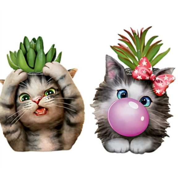 The Bradford Exchange Pickles And Bubbles Purr-fect Planters Sculpture Collection Issue #2 Purr fectly AdorableThe Cat tastic Succulent Hand Painted & Realistic Sculpture by Kayomi Harai 4.25-inches
