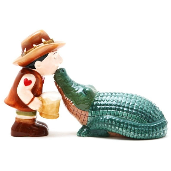 Pacific Giftware Croc Crocodile and Outback Bloke Cowboy Magnetic Salt & Pepper Shaker Set S/P