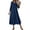 Dark Blue, variant on Tunic Dress For Women A-Line Dress Zipper V-Neck Solid Color Casual 3/4 Sleeve Fall Dress With Pocket