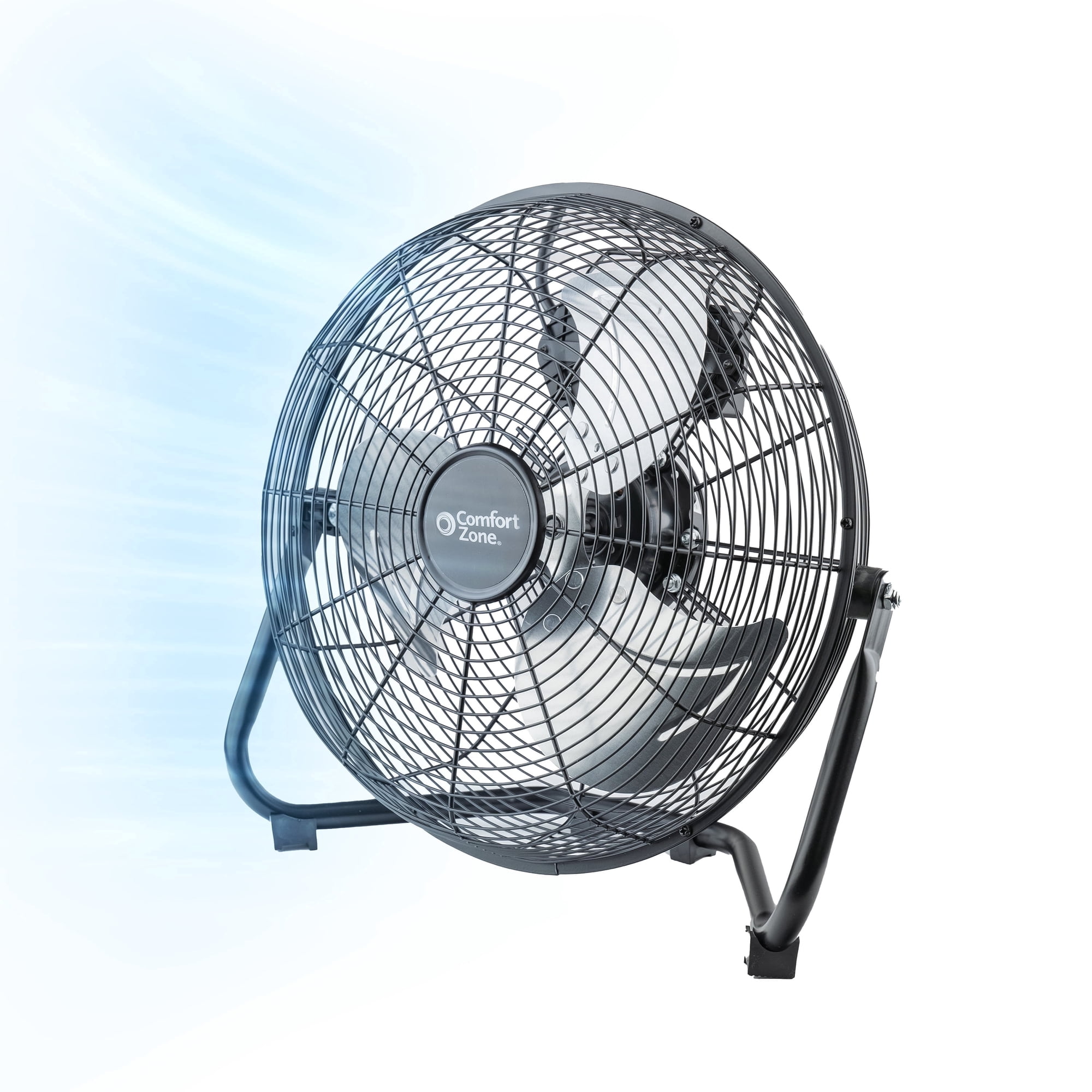 Comfort Zone 14" Floor Fan – 3-Speed, Tilt, All-Metal, Portable
