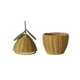 thumbnail image 4 of Creative Co-Op Hand-Woven Rattan Lemon Shaped Basket with Lid, Yellow, 4 of 4