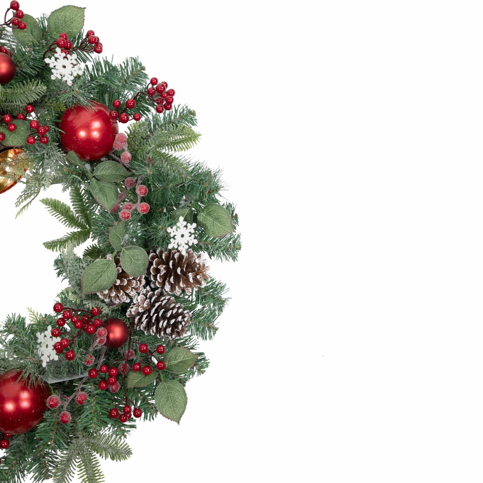 Northlight Red Bells and Mixed Foliage Artificial Christmas Wreath 30-Inch Unlit