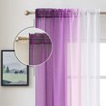 thumbnail image 3 of Purple Ombre Faux Linen Sheer Curtains for Bedroom Living Room Rod Pocket, 2 Tone Reversible Gradient Voile Semi Window Curtains,Privacy and Light Filtering, Set of 2 Panels, 54 x 96 Inch Length, 3 of 5