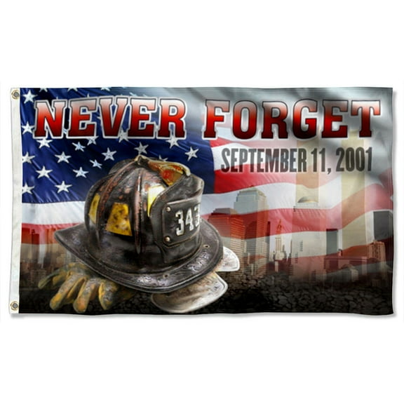 Cayyon 911 Grommet Flag 343 Firefighter Never Forget Flag 3x5Feet Banner with 2 Brass Grommets