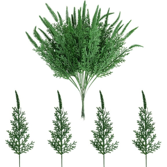 30 PCS Artificial Pine Leaves Branches 13.7’’ Christmas Tree Picks Pine Needle Sprigs Fake Faux Plants for Home DIY Garland Wreath Crafts Xmas Tree Decor