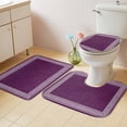 thumbnail image 2 of Dark Purple Retro Greek Key Bath Mat 3 Piece Bathroom Rug Set,Geometric Greece Ancient Farmhouse Non Slip Bath Rug Contour Mat and Toilet Lid Cover,Absorbent Shower Mats Soft Bath Rugs and Mats Sets, 2 of 8
