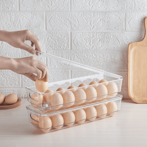 eggtrat 14box Vtopmart Egg Keeper Organizer, Stackable Fridge Box Case, 2