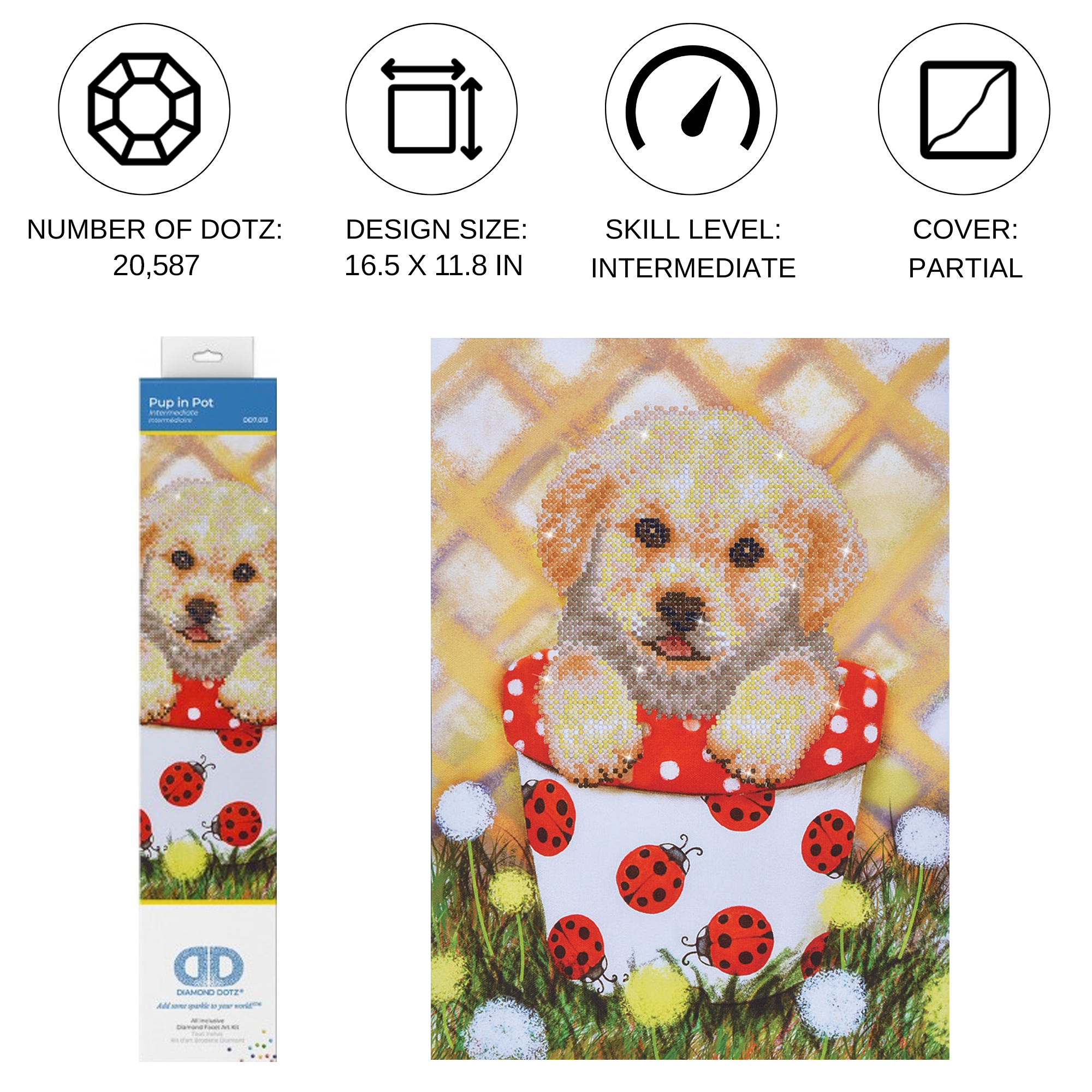 Diamond Dotz Pup in Pot Dog Diamond Painting Kits for Adults