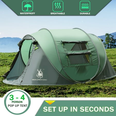 Erago Instant Automatic pop up Camping Tent 4 Person Pop up Tent Camping Tent Waterproof Instant tents for Camping Hiking & Traveling Outdoor Green