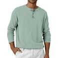 thumbnail image 2 of Inglocry Mens Long Sleeve Henley Shirts Stretch Casual 3 Button Tee Baisc Plain Soft Basic Tops For Men Mint Green M, 2 of 7