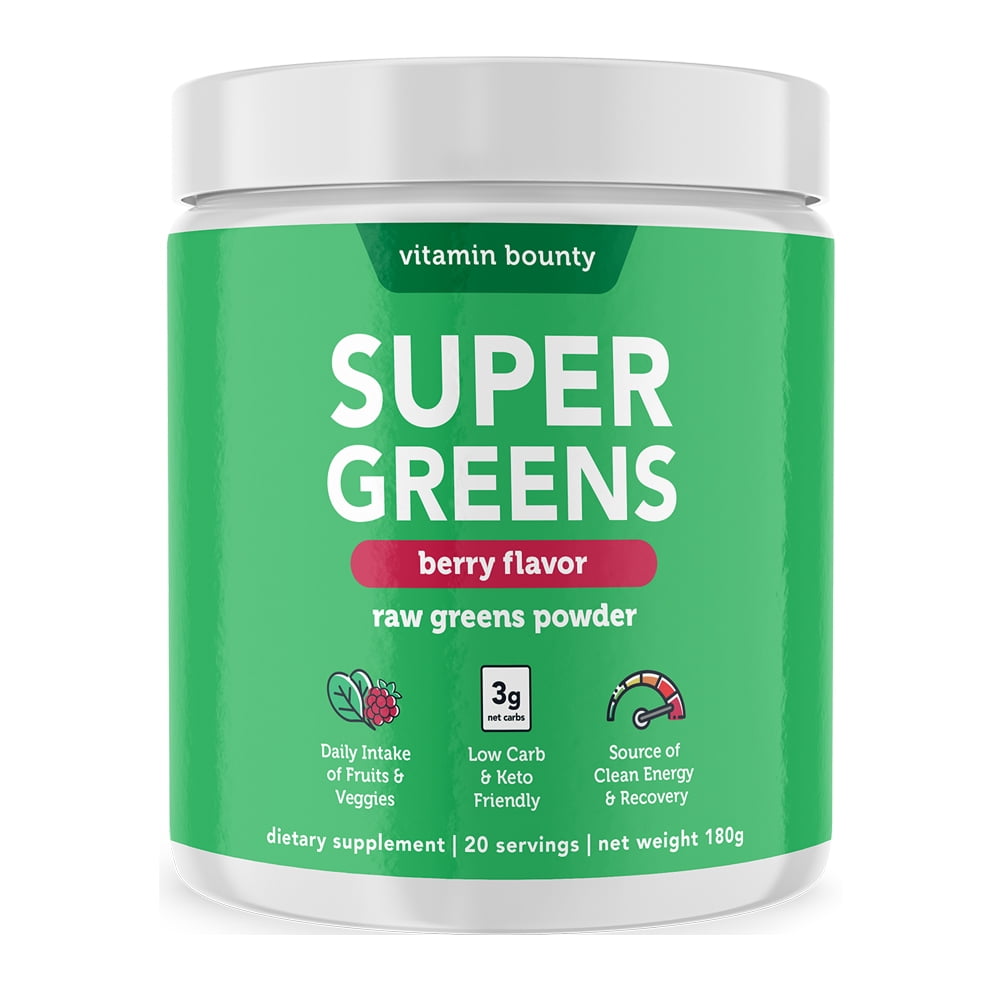 Vitamin Bounty Super Greens, Raw Greens Powder, Berry, 180 g