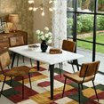 thumbnail image 1 of Homy Casa 5 Pieces Modern Dining Set with Faux Suede Chairs - Faux Walnut Table, 1 of 10