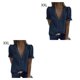 thumbnail image 3 of Sonducket Camiseta de mujer Verano con cuello en V Color sólido Lavable Blusa suelta de encaje Citas de viaje Fiesta de deportes al aire libre Azul oscuro XXL 2piezas, 3 of 6