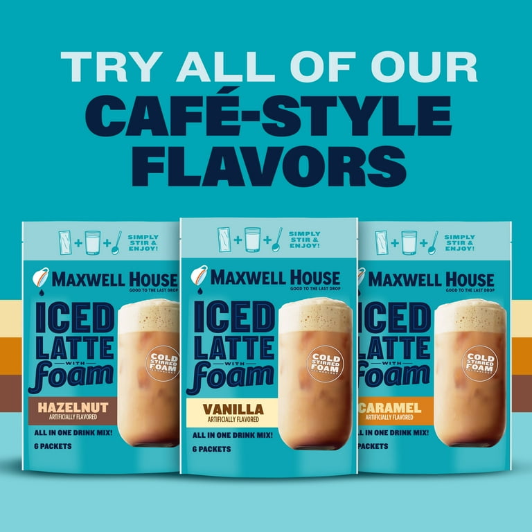 Maxwell House Iced Vanilla Latte with Foam Instant Coffee Drink