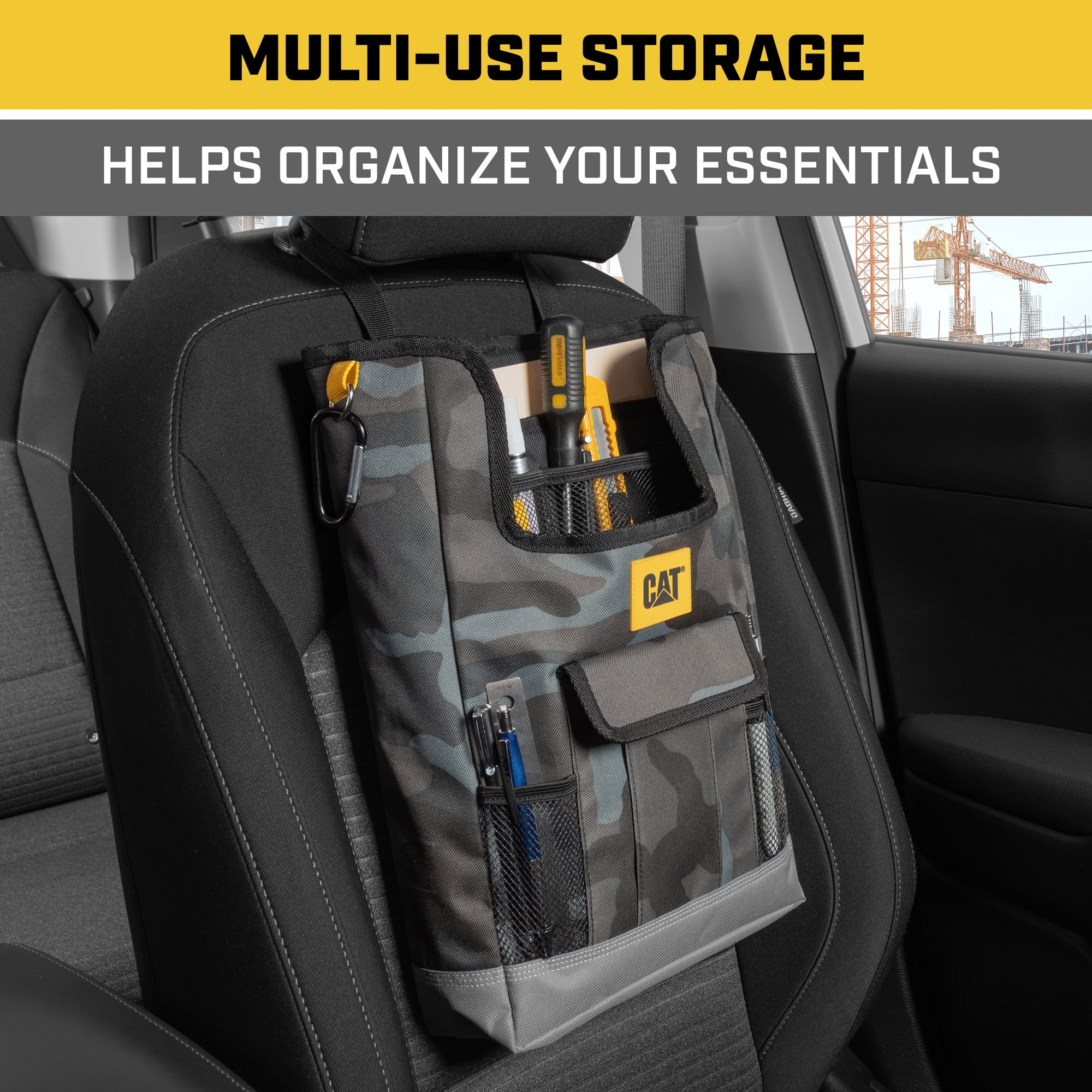 Caterpillar Front Seat Organizer, Back Seat Storage with Adjustable Straps For Car, Truck & SUV (Camo)