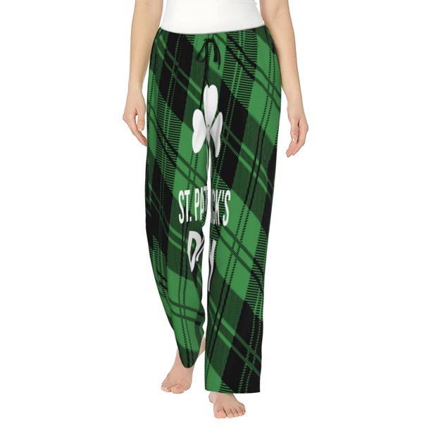 Fotbe St Patrick's day Pantalones de Pijama para Mujer, Pantalones de Dormir, Pantalones Pj con Cordón y Bolsillos-Medium