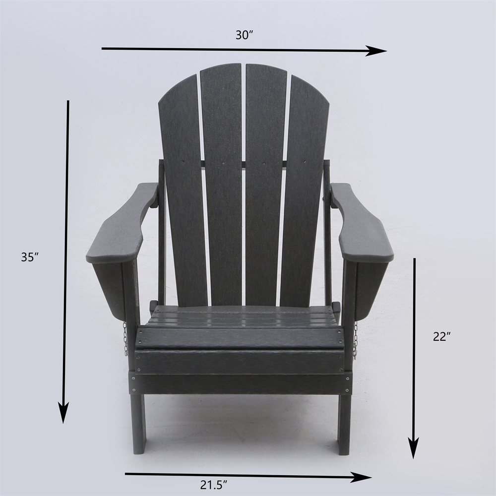 Classic Folding Adirondack Chair Lounge Beach Chair for Backyard and Lawn Furniture, Outdoor Garden Chairs Weather Resistant for Pool Patio Deck - Grey - image 4 of 8