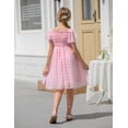 thumbnail image 3 of Aideaone Girls Chiffon Dress Flutter Ruffle Short Sleeve Kids Square Neck Frocks Pink 6-13Y, 3 of 6