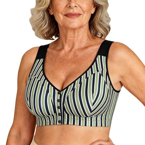 Aofany Front Closure Bras for Older Women Easy Close Comfort Everyday Bra Lightly Lined Full Coverage Seamless Bras No Underwire Brassiere, 36B/C-52B/C