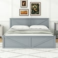 thumbnail image 5 of King/ Queen Size Wooden Platform Bed Frame with Four Storage Drawers and Support Legs, 5 of 13
