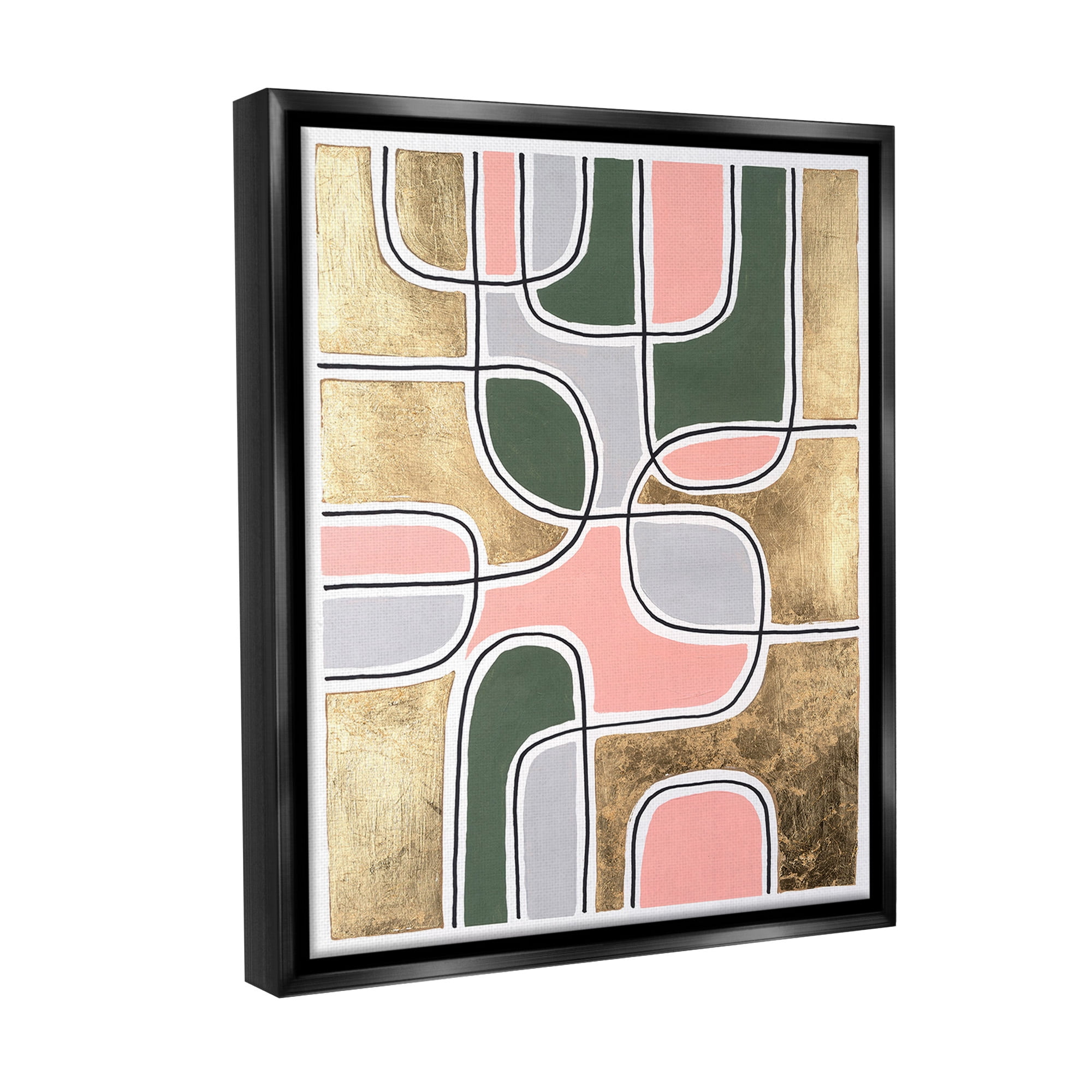 Stupell Industries Retro Glam Geometric Abstract Painting Black Floater Framed Canvas Art Print Wall Art, 17 x 21