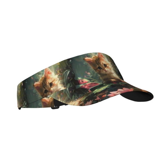 Balery Cute Kitten Water Lilies Sport Wear Athletic Visor Sun Sports Visor Hat Visor Adjustable Cap for Women and Men (One Size)