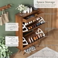 thumbnail image 3 of Shoe Rack Storage Organizer with 2 Natural Semi-Circular Rattan Doors, Entryway Wooden Shoe Cabinet for Sneakers, Leather Shoes, Heels, Slippers, 3 of 8