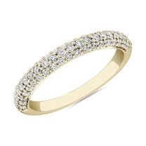 0.40 T.C.W Brilliant Round Cut Natural Diamond Wonderful with Accents Engagement Eternity Band for Women Solid 14K Yellow Gold Size 3