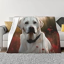 White Labrador Blankets for Couch Soft Fleece Throw Blanket Luxury Flannel Lap Blanket Gifts Lightweight Air Conditioning Blankets Fuzzy Cozy Throws for All Seasons 50x60 inch