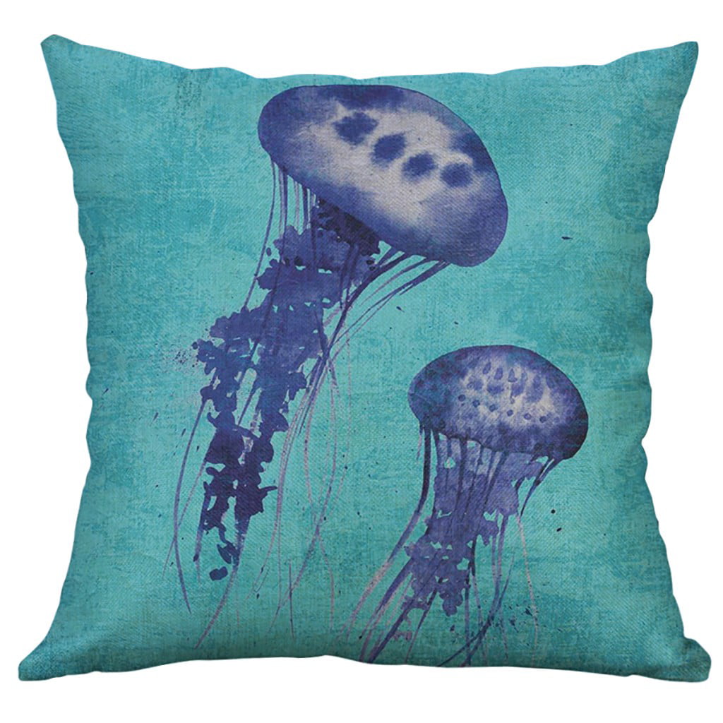 Dining room chair cushion jellyfish marine ocean cushion cover pillowcase 