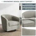 thumbnail image 3 of UIXE Swivel Barrel Accent Chair, Modern Round Linen Arm Chair for Living Room, Bedroom, Comfy Club Reading Chairs, Khaki, 3 of 6