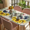 thumbnail image 3 of Sunflowers Rooster Table Cloths for 6 Foot Rectangle Tables, Watercolor Leaves Retro Art Rustic Patio Waterproof Elastic Fitted Tablecloths, Washable Rectangular Table Cover for Camping, 3 of 8