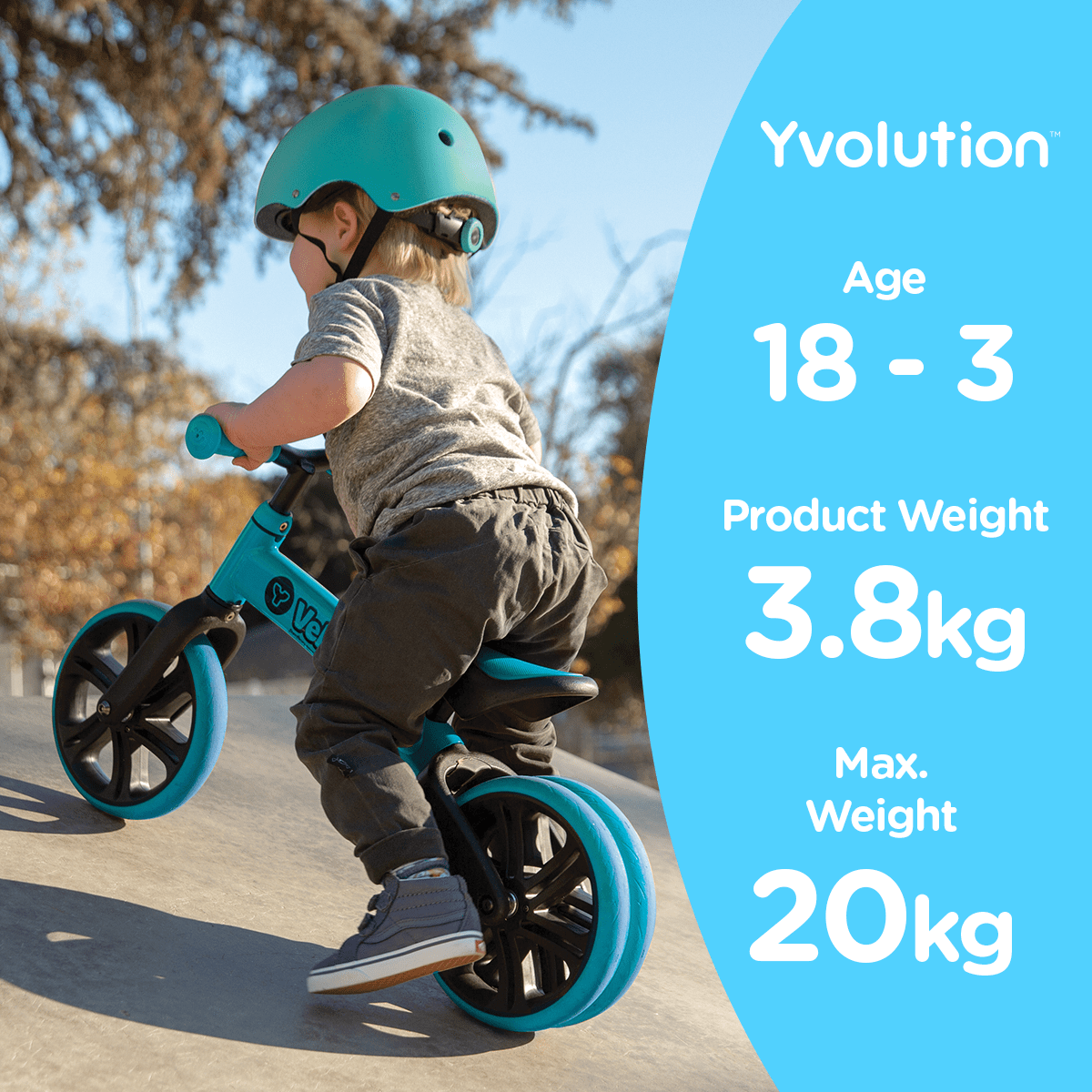 Yvolution Velo Toddler Balance Bike 9\'\' Wheel (Blue) Boys and Girls, 18  Months to 3 Years Old