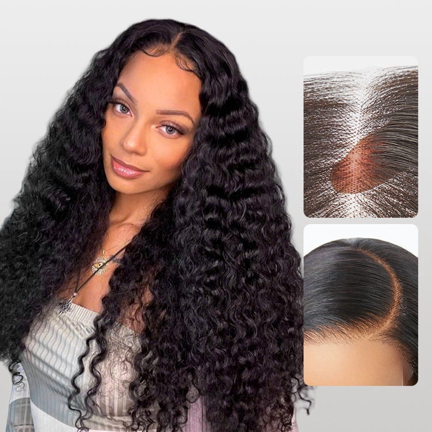 LUVME 26" 180% Density Water Wave 13x4 HD Lace Front Free Part Glueless Human Hair Wig Pre Cut Lace for Women 1pc